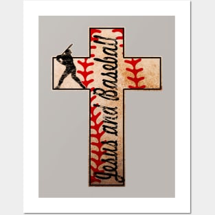 Jesus and Baseball Christian Faith Cross Posters and Art